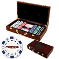 300 Foil Stamped poker chips in glossy wooden case - Dice design